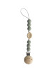 Attache tétine en perles de silicone avec clip en bois Leaf "Sauge"