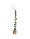 Attache tétine en perles de silicone avec clip en bois Leaf "Sauge" Chewies & More