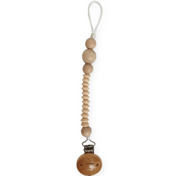Attache tétine en perles de silicone avec clip en bois Lentil "Navaho"