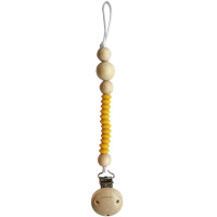 Attache tétine en perles de silicone avec clip en bois Lentil "Ocre" Chewies & More