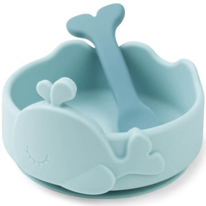 Bol bébé anti-dérapant et sa cuillère en silicone "Wally" Done by Deer