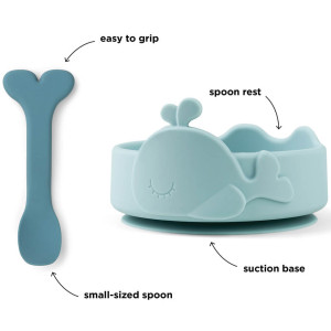 Bol bébé anti-dérapant et sa cuillère en silicone "Wally" Done by Deer