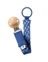 Attache sucette en coton bio avec clip en bois Paci Braid "Petrole/Bleu Clair" Bibs