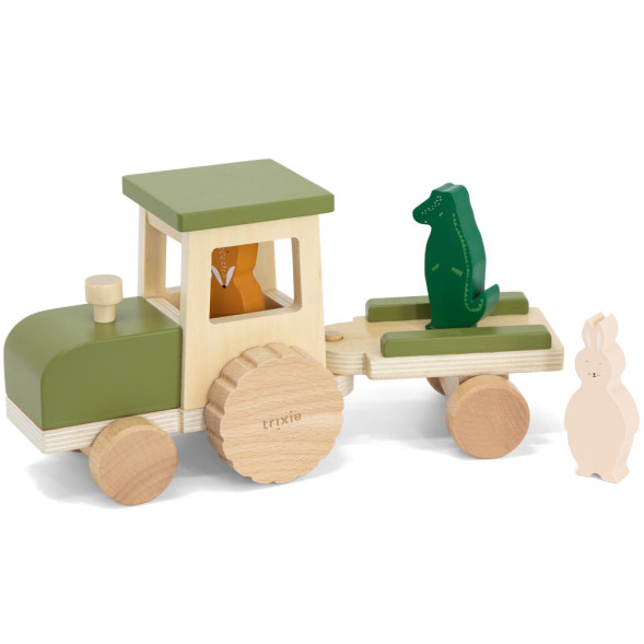 Tracteur en bois avec remorque "Animaux" (18 mois et +)