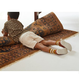 Chaussettes courtes enfant Nico à rayures Sport en coton égyptien "Pain d'épice" Collegien