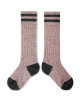 Chaussettes hautes enfant à rayures en coton Noa "Vieux Rose"