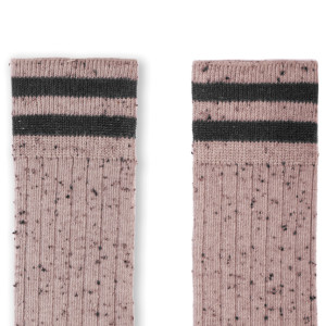 Chaussettes hautes enfant à rayures en coton Noa "Vieux Rose" Collégien