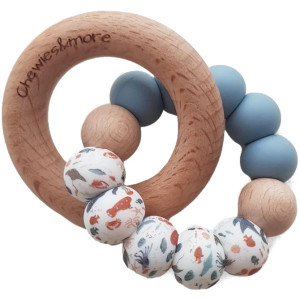 Anneaux de dentition en bois et perles de silicone Mini Sea "Bleu" Chewies & More