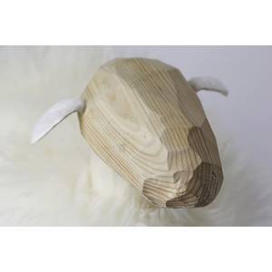 Tabouret enfant Mouton Gustave en bois et peau de mouton