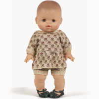 Gordis - Ensemble Félicie en tricot "Fleurs des champs Brique" pour Poupon Gordis