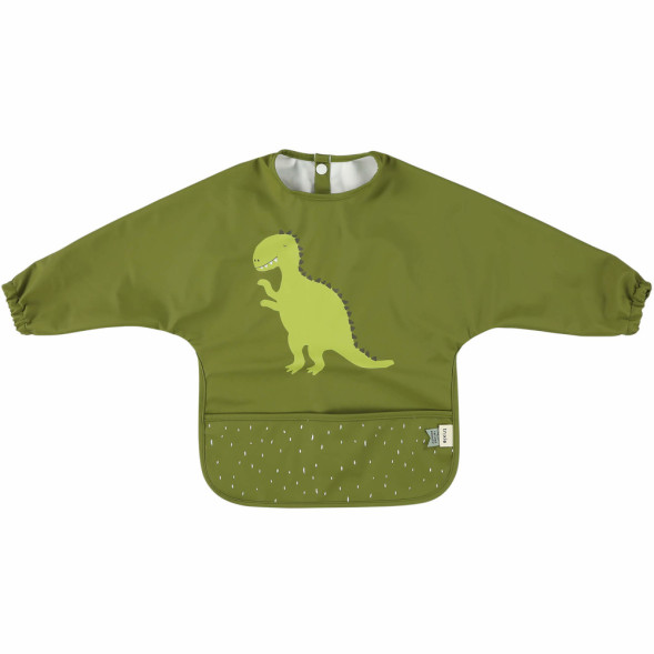 Bavoir tablier bébé imperméable à poche (6-18 mois) en PET recyclé "Mr Dino"