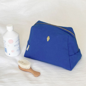 Trousse de toilette en coton Jade "Bleu Cobalt" Milinane