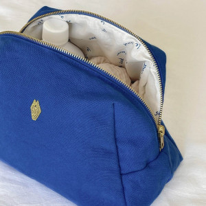 Trousse de toilette en coton Jade "Bleu Cobalt" Milinane