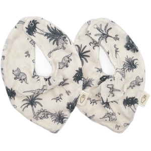 Bavoirs bandana en mousseline de coton bio et éponge Mael "Baby T-Rex" (x2) Milinane