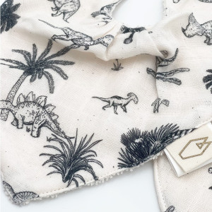 Bavoirs bandana en mousseline de coton bio et éponge Mael "Baby T-Rex" (x2) Milinane