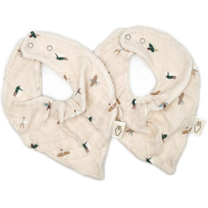 Bavoirs bandana en mousseline de coton bio et éponge Mael "Waikiki" (x2) Minilane