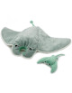 Peluche Ptipotos Raie Manta Maman + Bébé "Menthe" (72 cm)