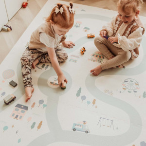 Tapis de jeu puzzle réversible en mousse EEVAA "Village" (120x180 cm) Play & Go