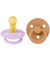 Tétines BIBS rondes en caoutchouc naturel (0-6 mois) "Violet/Citrouille" (x2) Bibs