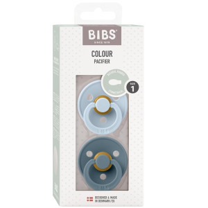 Tétines symétriques en caoutchouc naturel (0-6 mois) "Bleu Layette/Pétrole" Bibs