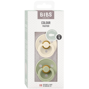 Tétines symétriques en caoutchouc naturel (0-6 mois) "Ivoire/Vert Sauge" Bibs