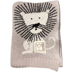 Couverture bébé en tricot coton bio "Lion" (80x100 cm)