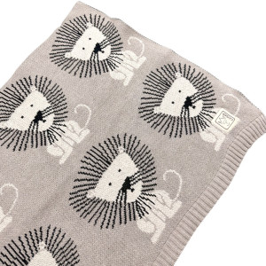 Couverture bébé en tricot coton bio "Lion" (80x100 cm)