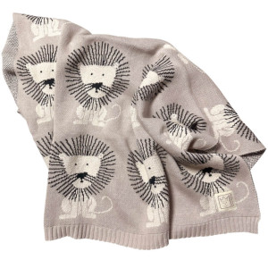 Couverture bébé en tricot coton bio "Lion" (80x100 cm)