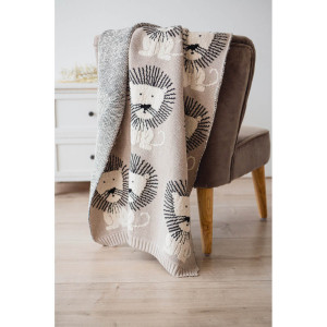 Couverture bébé en tricot coton bio "Lion" (80x100 cm)