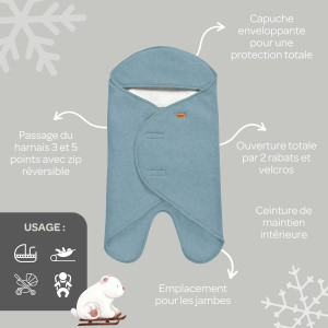 Couverture bébé Babynomade en double polaire "Bleu Baltique" (0-6 mois) Red Castle
