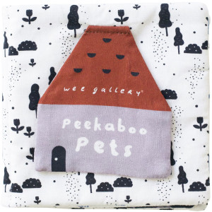 Livre bébé d'éveil en coton bio "Peekaboo Pets" (6-36 mois) Wee Gallery