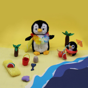 Peluche Ptipotos "Le Pingouin Noir" (25 cm) Déglingos