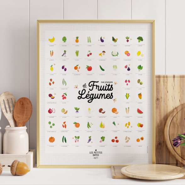 Affiche Découverte "Mes premiers Fruits et Légumes" avec tampon & encrier