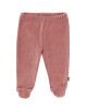 Pantalon bébé avec pieds en coton bio Velours "Rose Poudré"