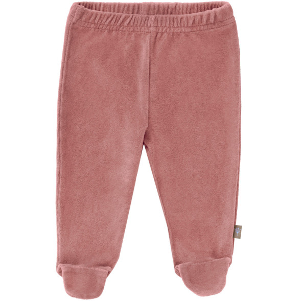 Pantalon bébé avec pieds en coton bio Velours "Rose Poudré"