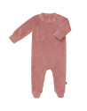 Pyjama bébé avec pieds en coton bio Velours "Rose Poudré" Fresk