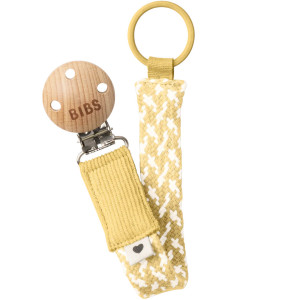 Attache sucette en coton bio avec clip en bois Paci Braid "Pale Butter/Ivoire" BIBS