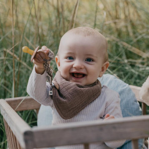 Attache sucette en coton bio avec clip en bois Paci Braid "Pale Butter/Ivoire" BIBS