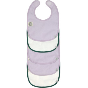 Bavoirs imperméables en coton bio Happy Rascals "Coeur Lavande" (x5) Lassig