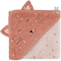 Cape de bain bébé en éponge de coton bio "Mrs Chat" (0-3 ans)