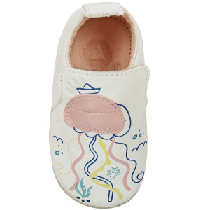 Chaussons bébé en cuir My Blublu "Pieuvre Blanc" Easy Peasy