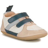 Chaussures pré-marche en cuir My Pre Basket Velcro "Blanc Denim"
