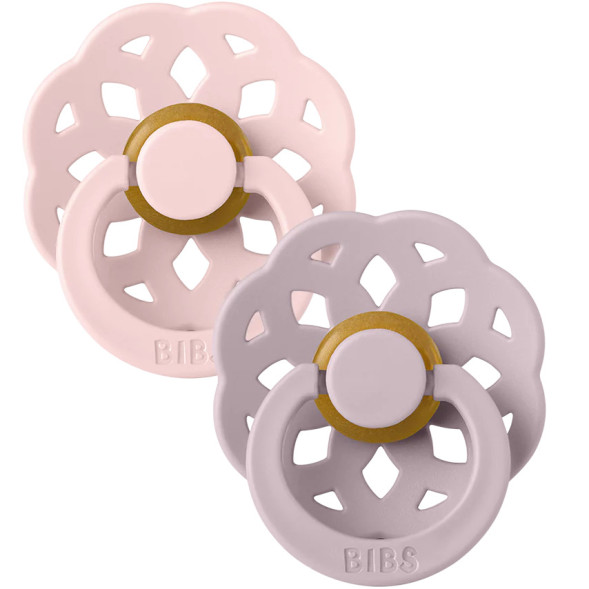 Tétines rondes en caoutchouc naturel (0-6-mois) Bohème "Rose Blossom/Lilas" Bibs