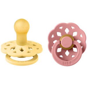Tétines rondes en caoutchouc naturel (6-18 mois) Bohème "Pale Butter/Rose Poudré" Bibs
