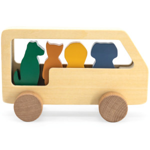 Jouet en bois bébé à pousser "Bus Animaux" (18 mois et +) Trixie