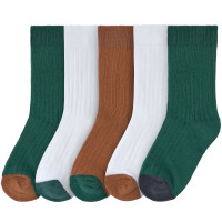 Chaussettes enfant (4-6 ans) en coton bio Little Gang "Ocean Green/Milky/Caramel" (x5)
