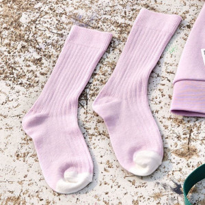 Chaussettes enfant (2-4 ans) en coton bio Little Gang "Lilas/Green" Lassig