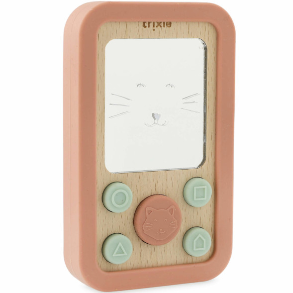 Téléphone en bois et silicone "Mrs Chat" (0-2 ans)
