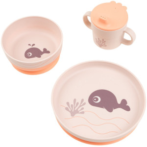 Coffret repas bébé anti-dérapant en silicone "Foodie Wally Powder" Done by Deer
