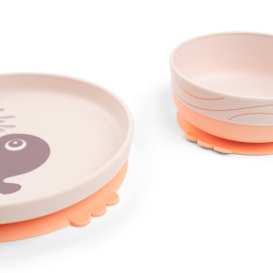 Coffret repas bébé anti-dérapant en silicone "Foodie Wally Powder" Done by Deer